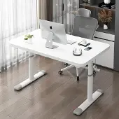 24hShop Hvidt højdejusterbart skrivebord 80 cm