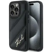 Karl Lagerfeld Diagonal Quilted Script-etui til iPhone 14 Pro - sort