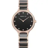 Bering Dameur 30434-746 Ceramic Sort/Rosaguldtonet stål Ø34 mm
