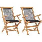 vidaXL foldbare havestole 2 stk. massivt teaktræ og reb