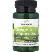 Swanson Health , Ginkgo med Vinpocetine, Standardiseret, 60 Kapsler
