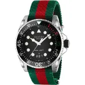 Gucci Herreur YA136209A Dive Sort/Tekstil Ø45 mm