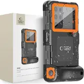 Tech-Protect Waterproof Case IPX8 Waterproof for Smartphones 4.7-6.7" - Black/Orange