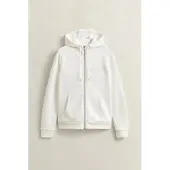 Gant Ganttil kvinder. 4202588 Hættetrøje med lynlås Tonal Shield i råhvid (XS), Casual, Bomuld