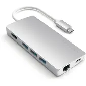 Satechi Aluminum Multi-Port Adapter V2 - Dockingstation - USB-C / Thunderbolt 3 - 1GbE