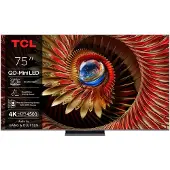 TCL 75C8K - 75 Diagonal klasse (74.5 til at se) - C8K Series LED-bagbelyst LCD TV - QLED - Smart TV - Google TV - 4K UHD (2160p) 3840 x 2160 - HDR - Quantum Dot, Mini-LED - børstet metal