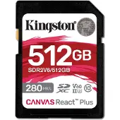 Kingston Canvas React Plus - Flashhukommelseskort - 512 GB - Video Class V60 / UHS-II U3 / Class10 - SDXC UHS-II