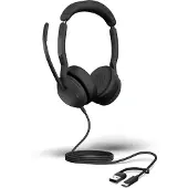Jabra Evolve2 50 UC Stereo - Headset - på øret - kablet - aktiv støjfjerning - USB-C, USB-A - sort - UC-certificeret
