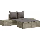 vidaXL loungesofa med hynder polyrattan grå