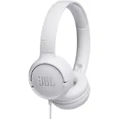 JBL TUNE 500 - Hovedtelefoner med mik. - på øret - kablet - 3,5 mm jackstik - hvid