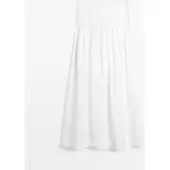 Massimo Dutti - Female - Midinederdel Med Bærestykke - Hvid - 38