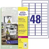 Avery Etiketter 45,7x21,2 mm hvid, holdbare, vandfaste - (20 ark x 48 stk.)