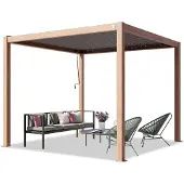 PRIMEYARD 3x3m Pergola, lameltag, træ-look