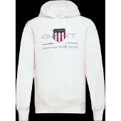 Gant Ganttil mænd. 2047082 Archive Shield hættetrøje off-white (XXL), Hvid, Casual, Bomuld, Lange ærmer