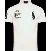 Ralph Lauren Polo Ralph Laurentil mænd. 710B21921003 Poloshirt med Big Pony Custom Slim Fit hvid (S), Casual, Bomuld, Korte ærmer