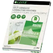 Leitz Selvklæbende Lamineringslommer A4 80 Mikron 100 Enheder