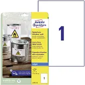 Avery Zweckform Etiketter A4 (210x297 mm) hvid polyester - (10 ark)