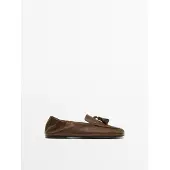 Massimo Dutti - Female - Mokkasin Med Skindkvaster - Hasselnød - 38