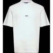 HUGO Bomulds-T-shirt med ribstrikket halskant og logomærke