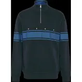 HUGO Sweatshirt i bomuld med lynlås i halsen og stribet print