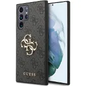 GUESS GUHCS22L4GMGGR S908 S22 Ultra grå hardcase 4G med stort metal-logo