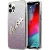 GUESS GUHCP12MPCUGLSPI iPhone 12/12 Pro 6,1" pink/pink hardcase Glitter Gradient Script