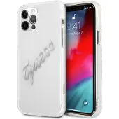GUESS GUHCP12MKTRSVSI iPhone 12/12 Pro 6,1" Transparent hardcase Vintage Script Silver