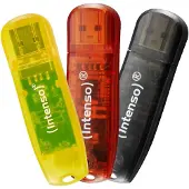 Ginza.se Rainbow Line - USB flashdrive - 32 GB - USB 2.0 - sort, gul, rød (pakke med 3)