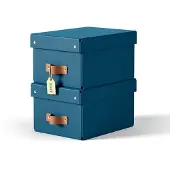 Leitz Puro opbevaringsboks med låg, small, 7 L, 100 % recirkuleret karton, pakke med 2 stk, mørkeblå