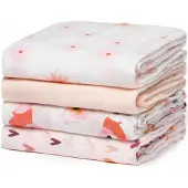 MOMCOZY SJ003 4 PACK MUSLIN SWADDLE BLANKETS 47 X 47 INCHES