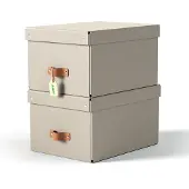 Leitz Puro opbevaringsboks med låg, medium, 17 L, 100% recirkuleret karton, pakke a 2 stk, beige