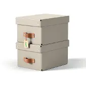 Leitz Puro opbevaringsboks med låg, small, 7 L, 100 % recirkuleret karton, pakke med 2 stk Beige
