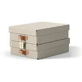 Leitz Puro opbevaringsboks med låg, medium, lav, 8 L, 100 % recirkuleret karton, pakke med 2 stk, beige