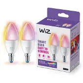 WiZ Connected Full Color C37 E14 Smart Kertepære 2-pakke - RGB/16 millioner farver + dæmpbart hvidt LED-lys