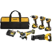 DeWalt 18V combisæt DCK509P3 (DCD800, DCF850, DCF922, DCS386, DCG405) 3x5,0Ah