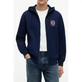 Tommy Hilfiger Sweatjakke 'Flag Embroidery French Zip-thru' navy / rød / hvid