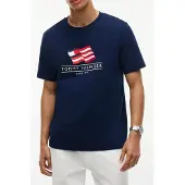Tommy Hilfiger Bluser & t-shirts 'Wavy Flag Appliqué' blå / rød
