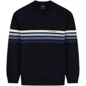 Armani Exchange A|X Armani Exchangetil mænd. XM002424AF11960MB571 Stribet marineblå striktrøje (M), Casual, Bomuld