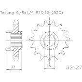 Esjot 32127 520 Standard Forreste Tandhjul