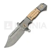 Andre de Villiers Badlands 2 Damascus foldekniv, Copper Frag