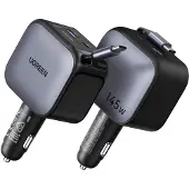 UGREEN 145 W Fast Car Charger with Retractable Cable