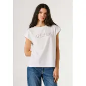 Pepe Jeans Pepe Jeanstil kvinder. PL5000164 Mirari T-shirt hvid (S), Casual, Bomuld, Uden ærmer/stropper