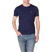 Ralph Lauren Polo Ralph Laurentil mænd. 710740727003 Tilpasset Slim Fit marineblå bomuldst-shirt (M), Casual, Korte ærmer