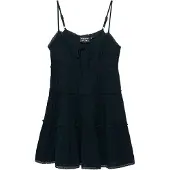 Superdry Superdrytil kvinder. W8012115A Marineblå Cheesecloth Tiered Mini kjole (S), Casual, Bomuld, Uden ærmer/stropper