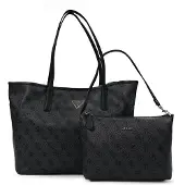GUESS Guesstil kvinder. HWESG951428 2-i-1-tote-taske fra Victtoria i mørkegrå (OSFA), Sort, Casual, Polyuretan