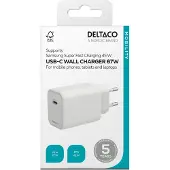 Deltaco USB-C GaN Wall Charger 67W | 1x USB-C | Samsung SFC 45W | PPS + PD | White