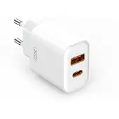 XO CE12 20W hurtig vægoplader - USB-A, USB-C - Hvid