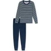 Schiesser Pyjamas 'Casual Essentials' mørkeblå / hvid