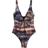 Next Badedragt camel / brun / violetblå / sort
