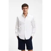 Hugo Boss BOSStil mænd. 50565626 Ricoplus hvid skjorte (M), Casual, Bomuld, Lange ærmer